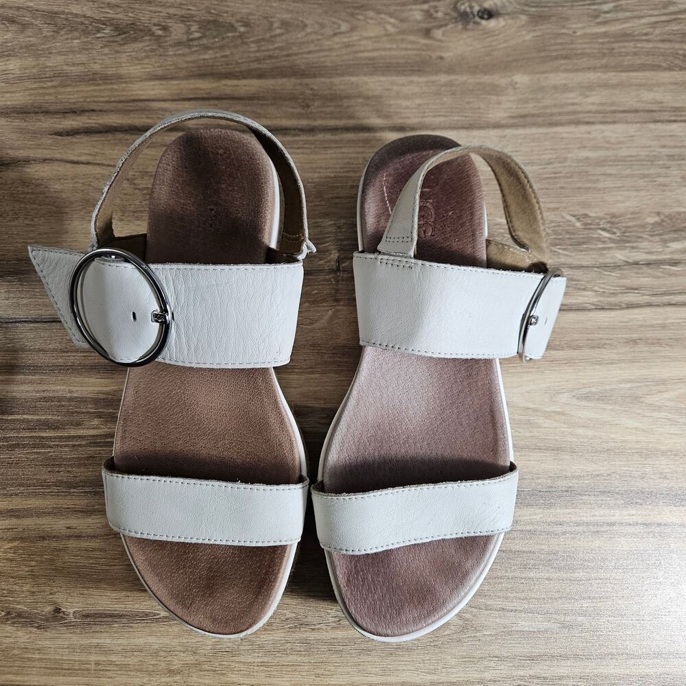 UGG "April" Leather Platform Espadrille Sandals - Ivory/White Boho Y2K Size 7 - Picture 4 of 10